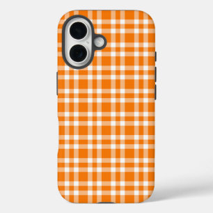 Orange White Plaid Pattern iPhone 16 Case