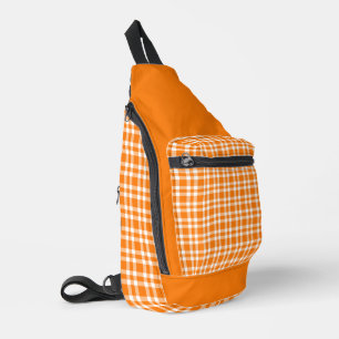 Orange White Plaid Pattern Sling Bag