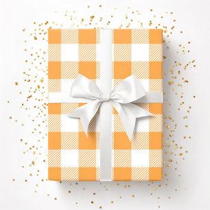 Orange White Plaid Pattern Wrapping Paper