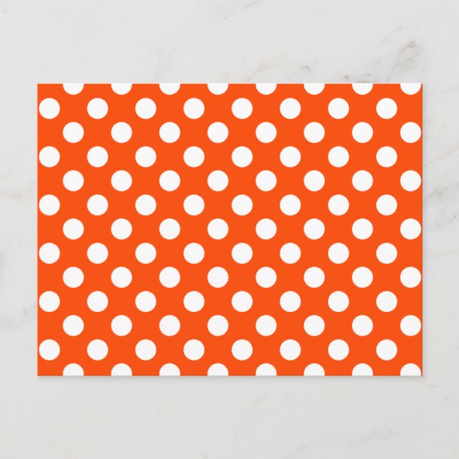 Orange & White Polka Dot Wedding RSVP Postcard (Front)