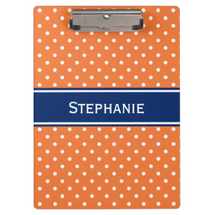 Orange, White Polka Dot with Royal Blue Clipboard