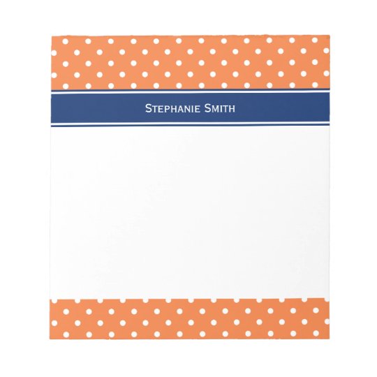 Orange, White Polka Dot with Royal Blue Notepad