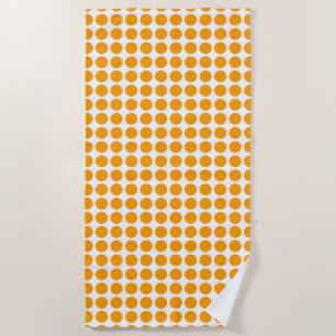 Orange White Polka Dots Beach Towel