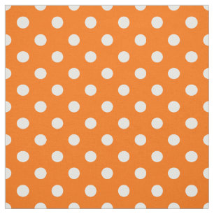 Orange White Polka Dots Textile Fabric