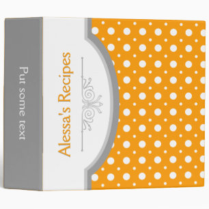 Orange white polka dots with frame recipe binder