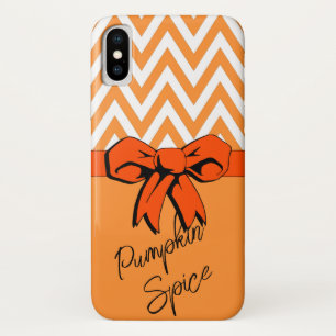 Orange & White Pumpkin Spice Faux Bow Personalized Case-Mate iPhone Case