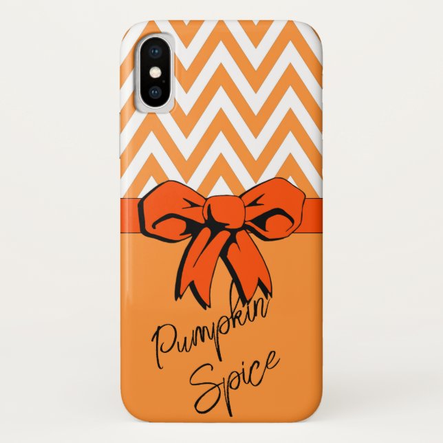 Orange & White Pumpkin Spice Faux Bow Personalized Case-Mate iPhone Case (Back)