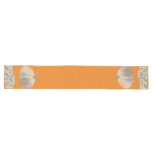 Orange White Pumpkins Thanksgiving Fall  Long Table Runner