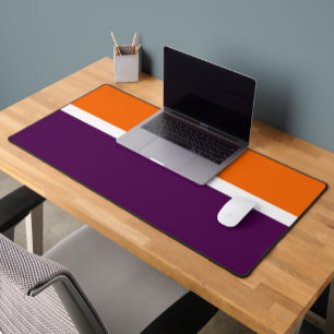 Orange White Purple Plain Colour Block Design  Desk Mat