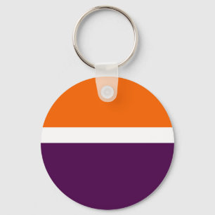 Orange White Purple Plain Colour Block Design  Keychain