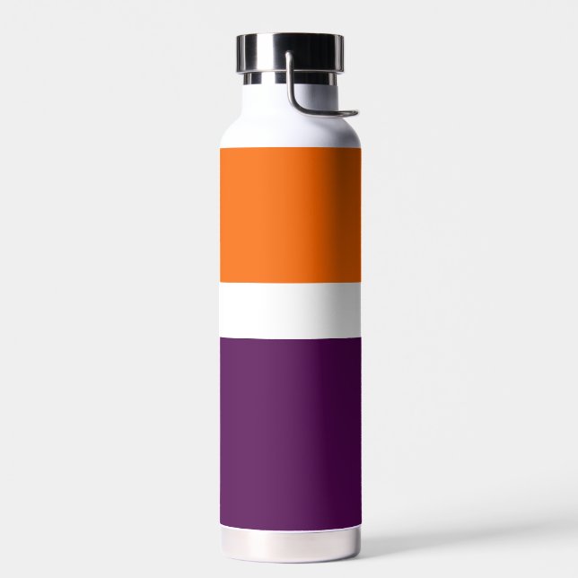 Orange White Purple Plain Colour Block Design  Water Bottle (Left)