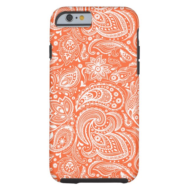 Orange & White Retro Paisley Damasks Lace Case-Mate iPhone Case (Back)