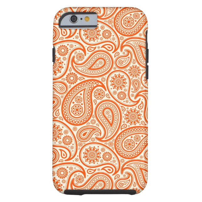 Orange & White Retro Paisley Pattern Case-Mate iPhone Case (Back)