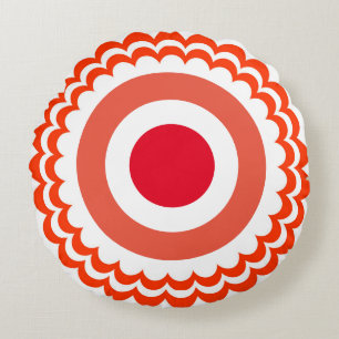 Orange white round pillow