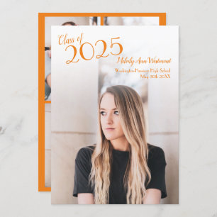 Orange White School Colour Graduation Announcement