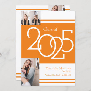 Orange White School Colour Graduation Announcement