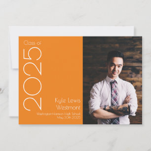 Orange White School Colours Graduation Announcemen Invitation