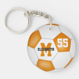 orange white school colours soccer bag tag keychain