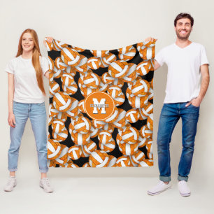 orange white school team colours girly volleyball fleece blanket