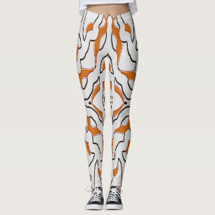 Orange & white seamless "Ratti_Creative_Arts"   Leggings