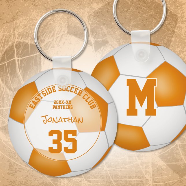 orange white soccer team colours kids sports gifts keychain (Creator Uploaded)