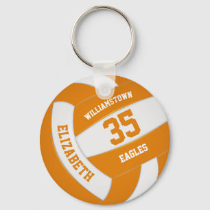 orange white sports team colours volleyball keychain