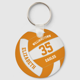 orange white sports team colours volleyball keychain