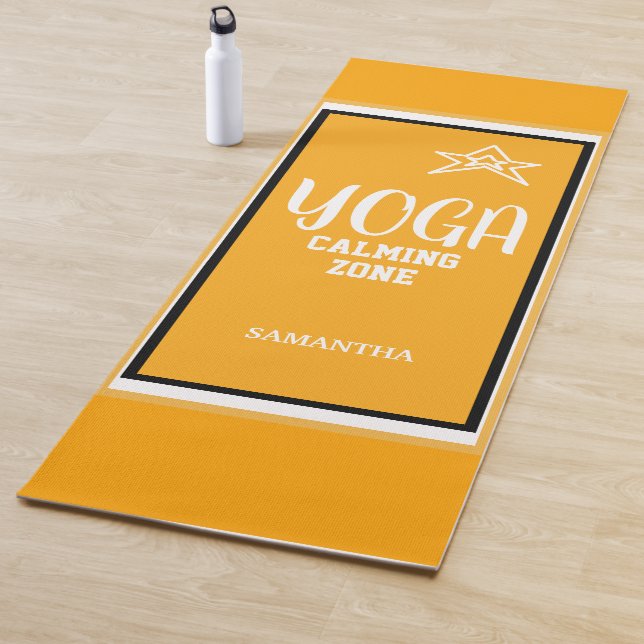 Orange White Star Name Yoga Mat (In Situ)