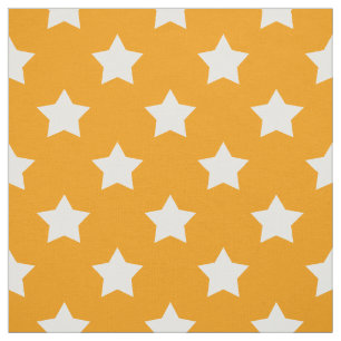 Orange White Stars Pattern Decorative Textile Fabric