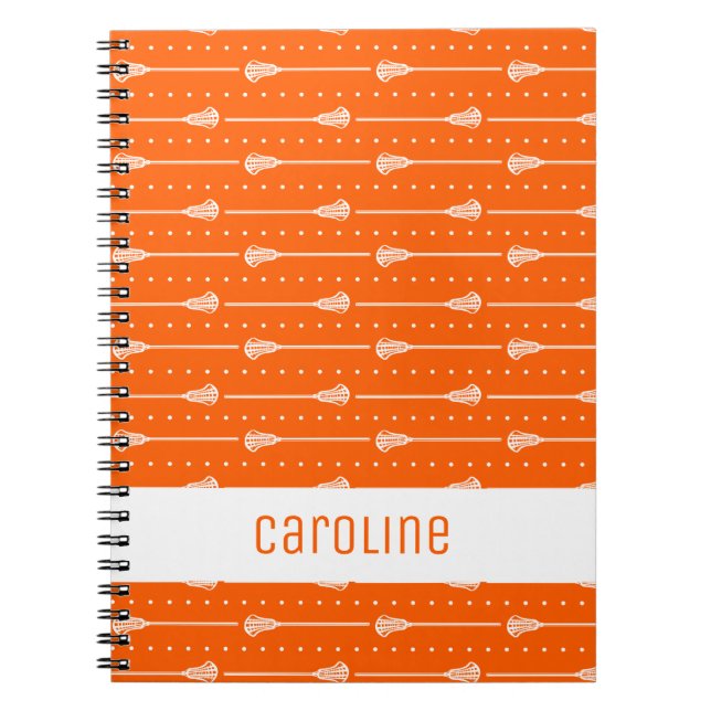 Orange White Sticks and Dotted Lines Pattern Notebook (Front)