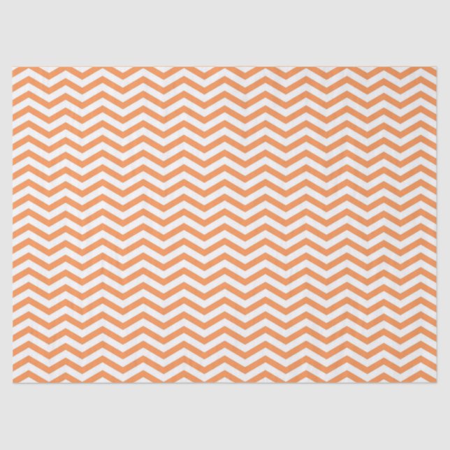 Orange White Striped Chevron Pattern Tissue Paper (Front)
