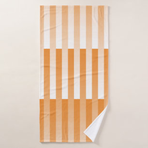 Orange White Striped Pattern Bath Towel