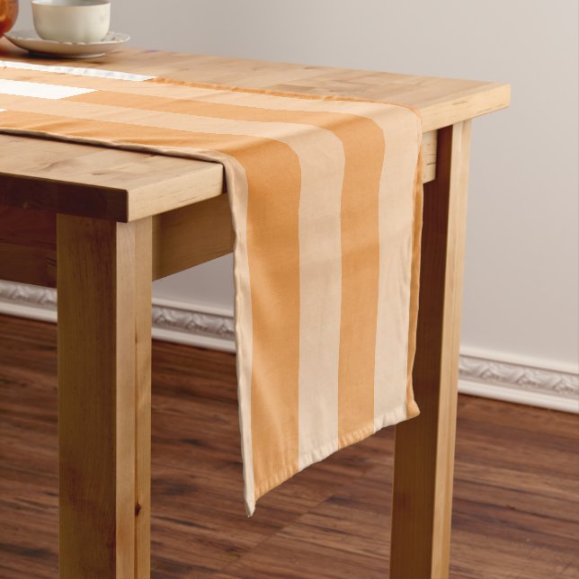 Orange White Striped Pattern Short Table Runner (In Situ)