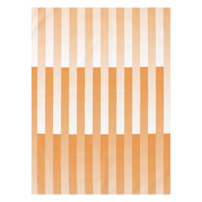 Orange White Striped Pattern Tablecloth (Front)