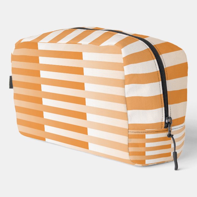 Orange White Striped Pattern Toiletry Bag (Right Corner)