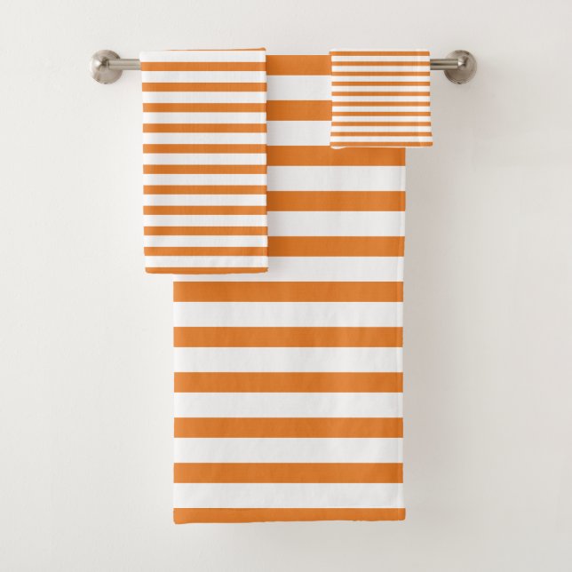 orange & white stripes bath towel set (Insitu)