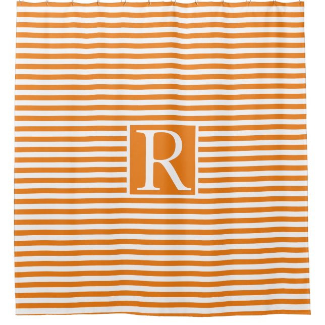 Orange White Stripes Monogram Initials Cute (Front)