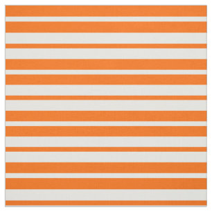 Orange White Stripes Pattern Design Fabric