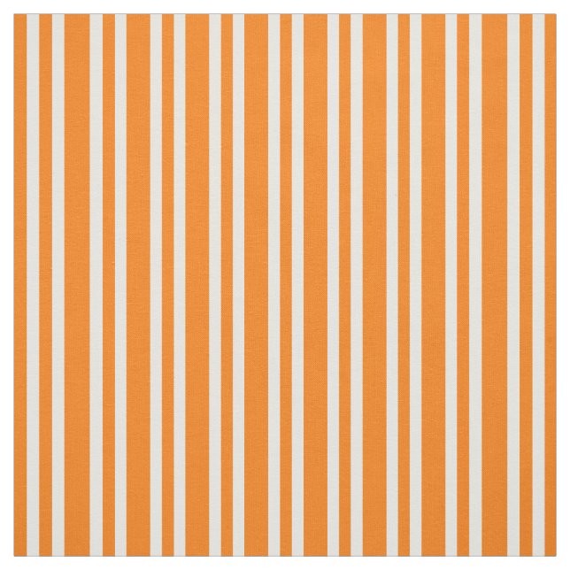 Orange White Stripes Pattern Fabric (Swatch)