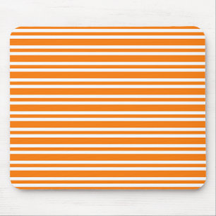 Orange White Stripes Pattern Mouse Pad