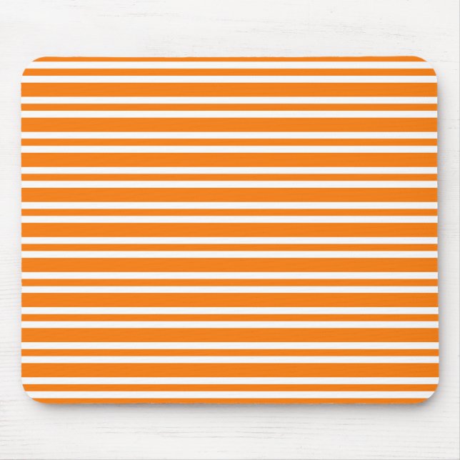 Orange White Stripes Pattern Mouse Pad (Front)
