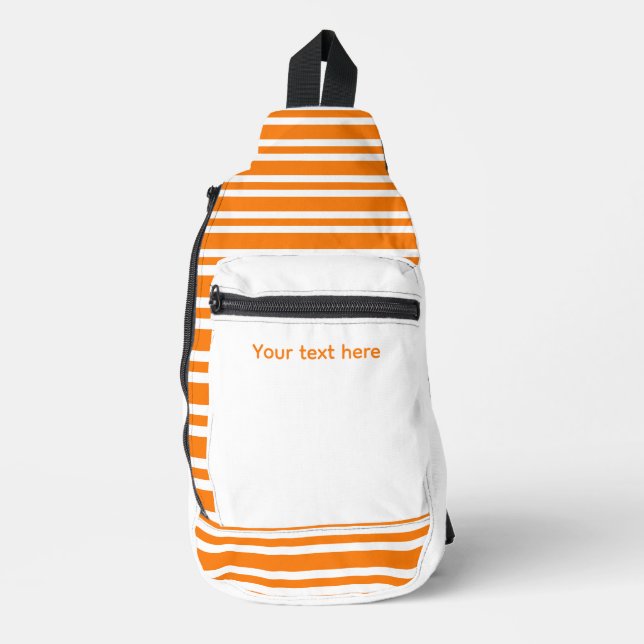 Orange White Stripes Pattern Sling Bag (Front)