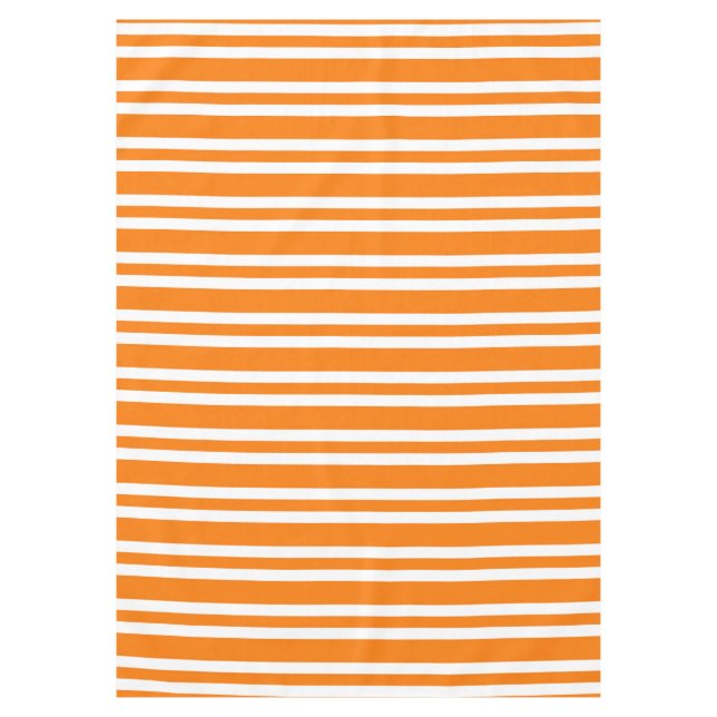 Orange White Stripes Pattern Tablecloth (Front)