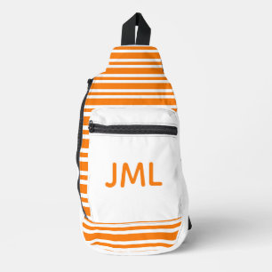 Orange White Stripes Personalize Pattern Sling Bag