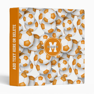 orange white team colours girls boys soccer balls binder