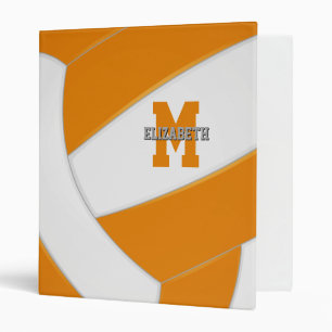 orange white team colours girls boys volleyball binder