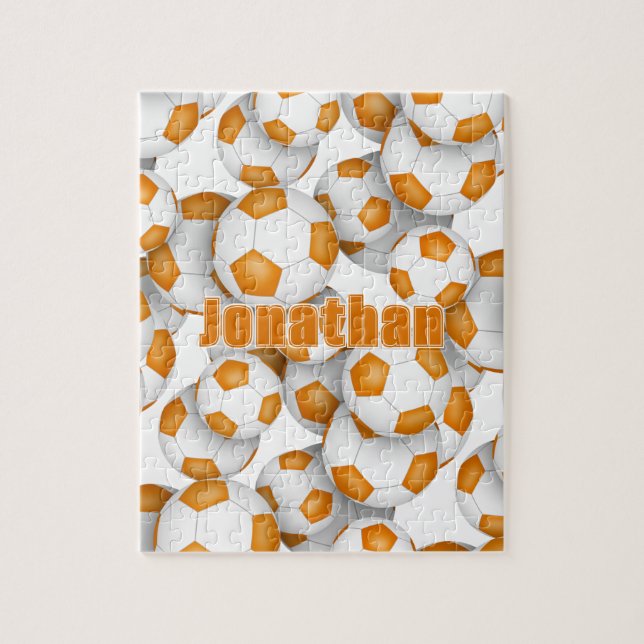 orange white team colours kids soccer jigsaw puzzle (Vertical)