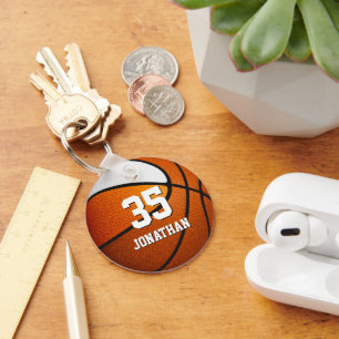 orange white team colours realistic basketball keychain