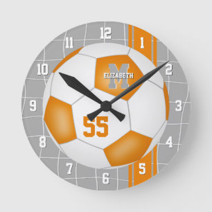 orange white team colours varsity stripes soccer round clock
