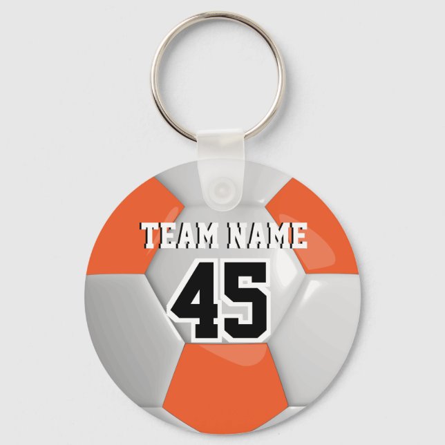 Orange & White Team Soccer Ball Keychain (Front)